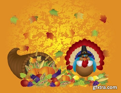 Collection of halloween pumpkin Thanksgiving autumn festival vector image 25 EPS