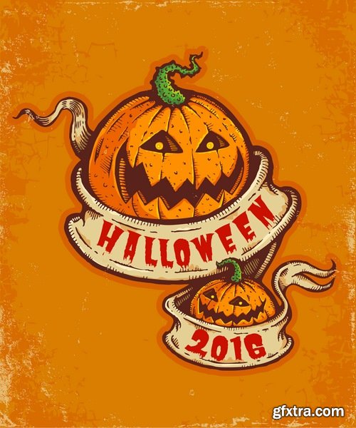 Collection of halloween pumpkin Thanksgiving autumn festival vector image 25 EPS