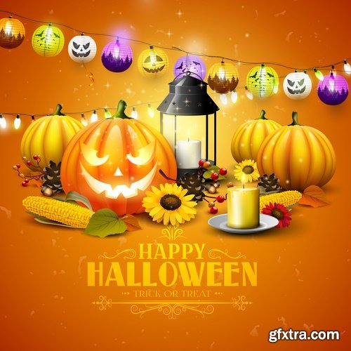 Collection of halloween pumpkin Thanksgiving autumn festival vector image 25 EPS