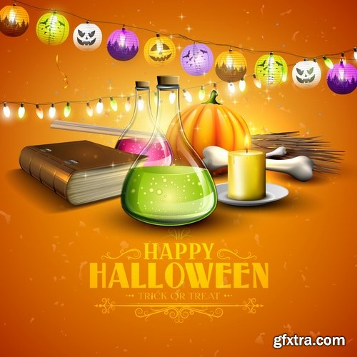 Collection of halloween pumpkin Thanksgiving autumn festival vector image 25 EPS