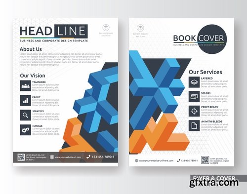 Collection of book cover template log example flyer banner vector image 4-25 EPS