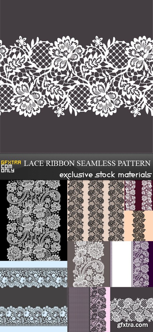 Lace Ribbon Seamless Pattern - 9 EPS