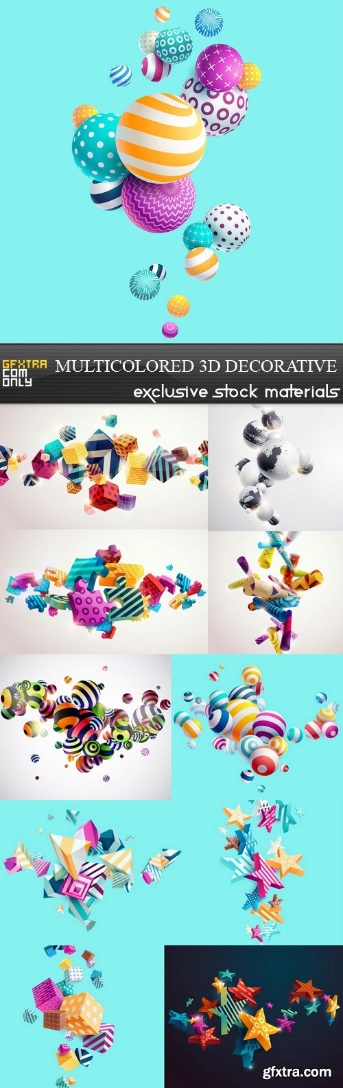 Multicolored 3D Decorative - 11 EPS