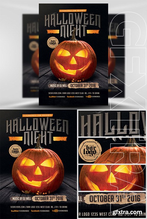 Pumpkin Halloween Night Flyer Template