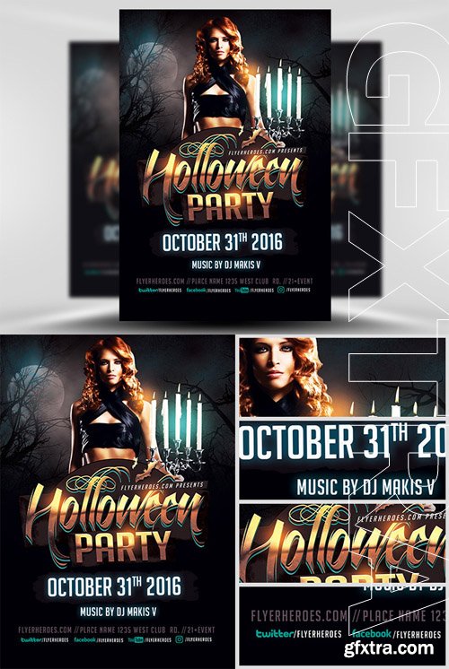 Black and Gold Halloween Flyer Template