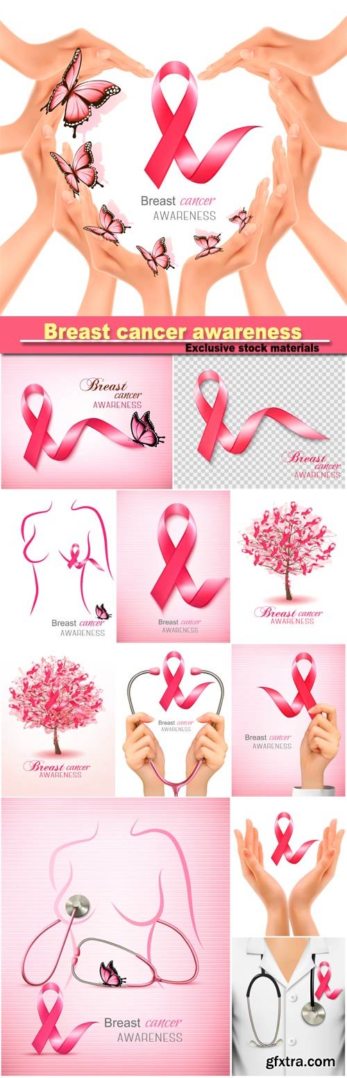 Breast cancer awareness ribbon on a pink background