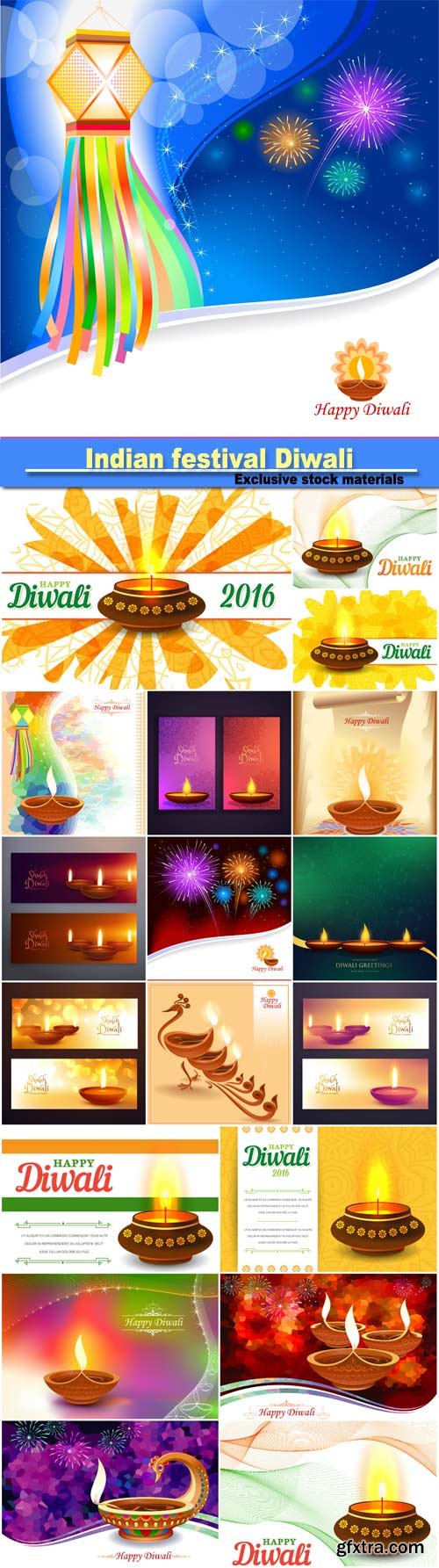 Traditional Indian festival Diwali with lamp vector