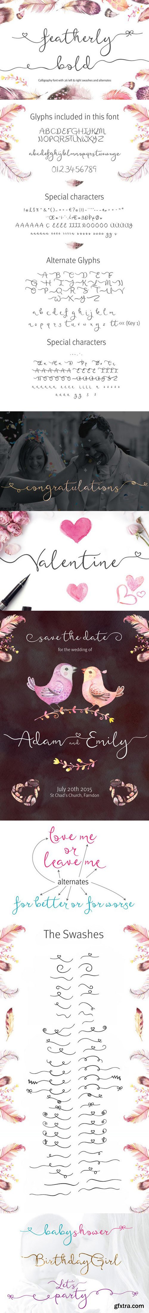 CM - Featherly Bold - wedding swash font 429395 Updated