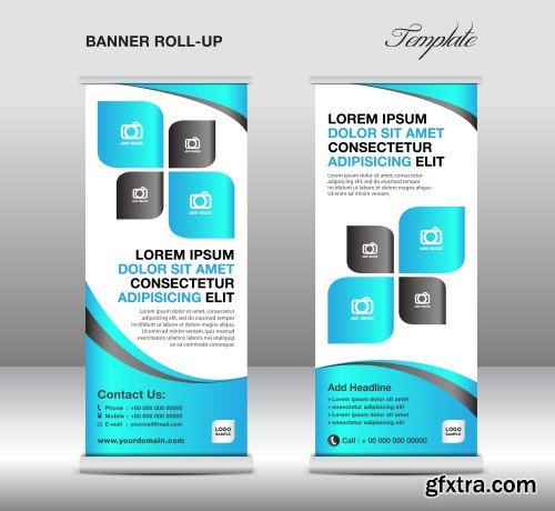 Vector roll up banner template, stand template, banner design