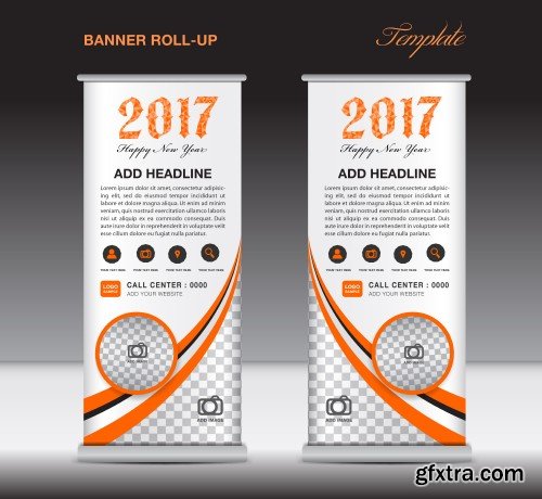 Vector roll up banner template, stand template, banner design