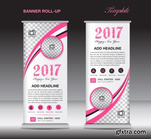 Vector roll up banner template, stand template, banner design