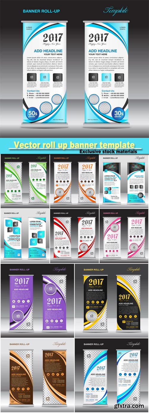 Vector roll up banner template, stand template, banner design