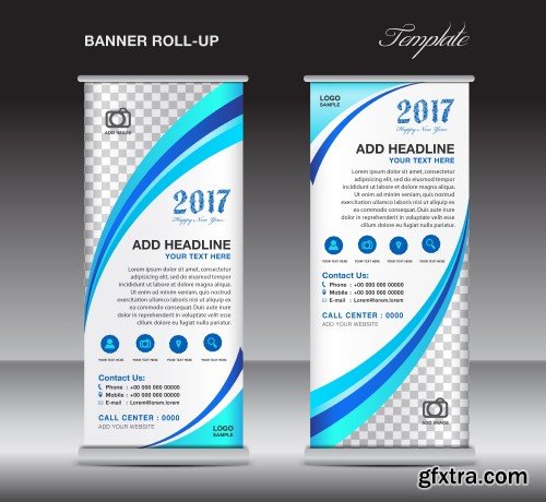 Vector roll up banner template, stand template, banner design