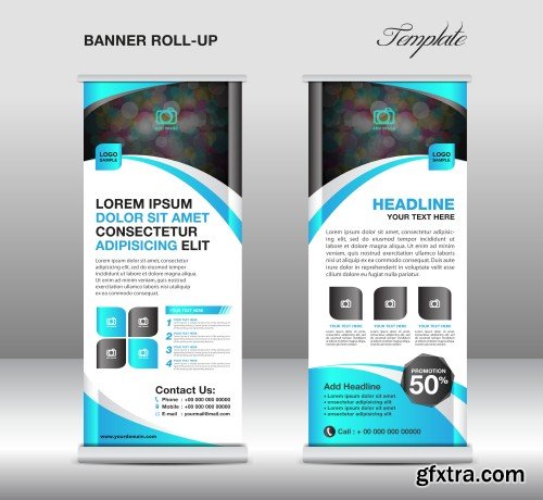 Vector roll up banner template, stand template, banner design