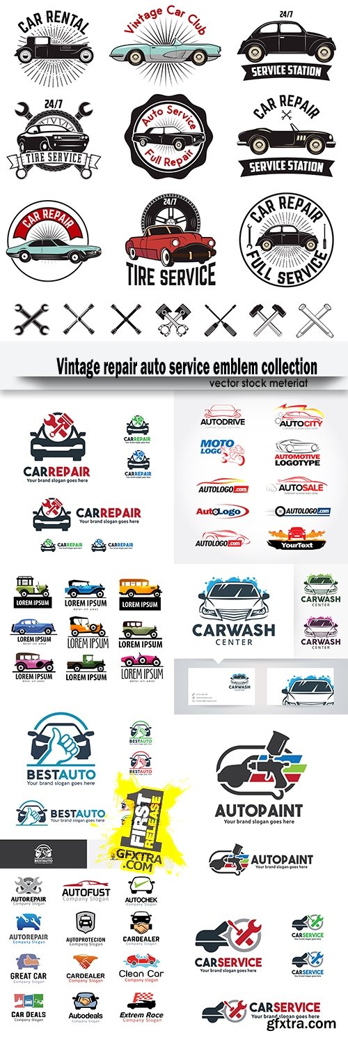 Vintage repair auto service emblem collection