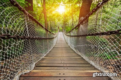 Collection of support rope suspension bridge crossing of the valley the canyon 25 HQ Jpeg