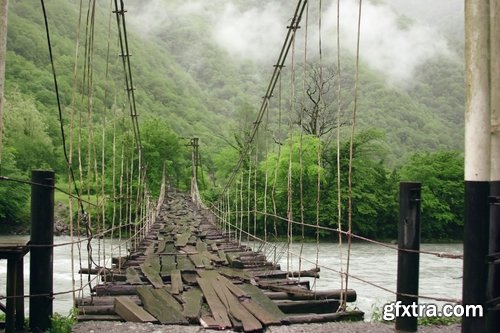 Collection of support rope suspension bridge crossing of the valley the canyon 25 HQ Jpeg