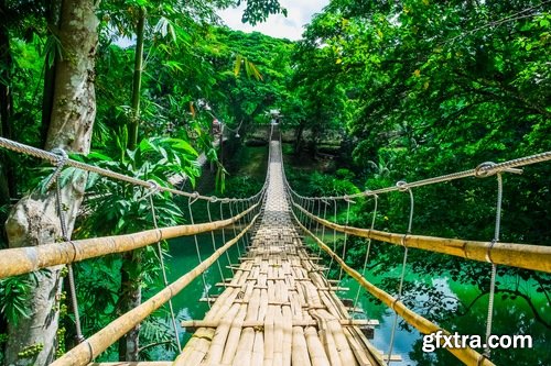 Collection of support rope suspension bridge crossing of the valley the canyon 25 HQ Jpeg