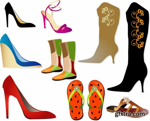 Collection boots women shoes shoemaker new shoes vector image 25 EPS