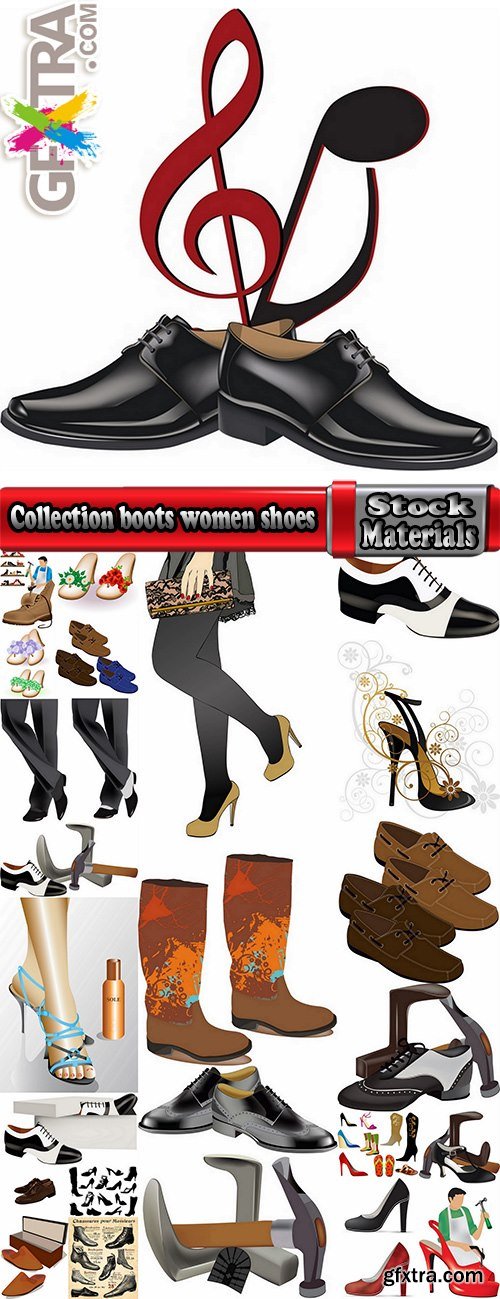 Collection boots women shoes shoemaker new shoes vector image 25 EPS