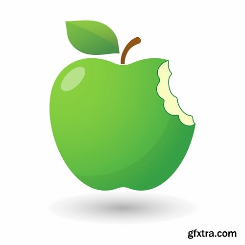 Collection bitten apple trace of teeth fruit vector image 25 EPS