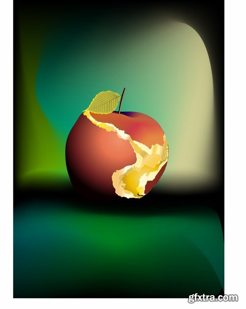 Collection bitten apple trace of teeth fruit vector image 25 EPS