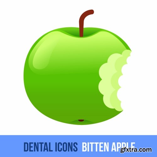 Collection bitten apple trace of teeth fruit vector image 25 EPS