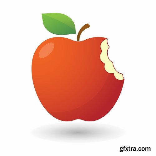 Collection bitten apple trace of teeth fruit vector image 25 EPS