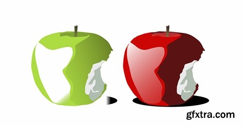 Collection bitten apple trace of teeth fruit vector image 25 EPS