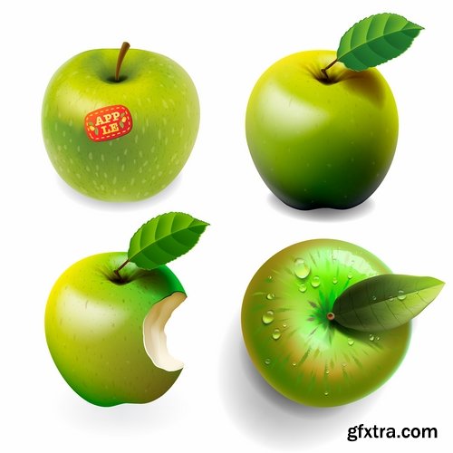 Collection bitten apple trace of teeth fruit vector image 25 EPS