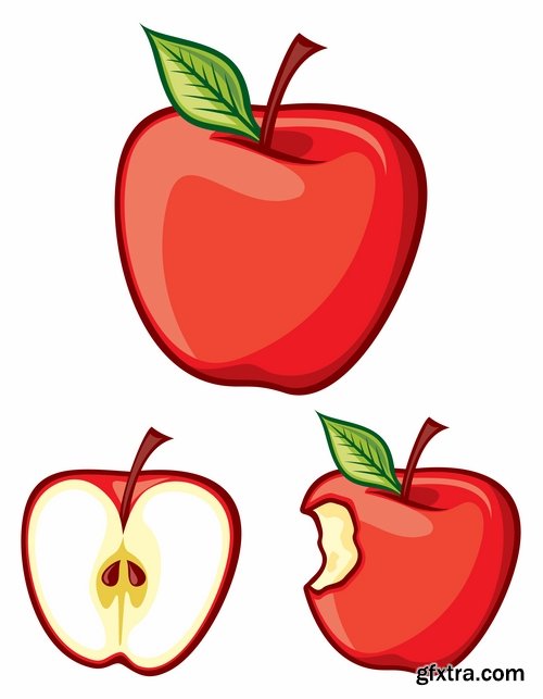 Collection bitten apple trace of teeth fruit vector image 25 EPS