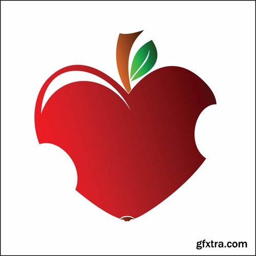 Collection bitten apple trace of teeth fruit vector image 25 EPS