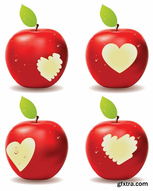 Collection bitten apple trace of teeth fruit vector image 25 EPS