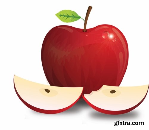 Collection bitten apple trace of teeth fruit vector image 25 EPS