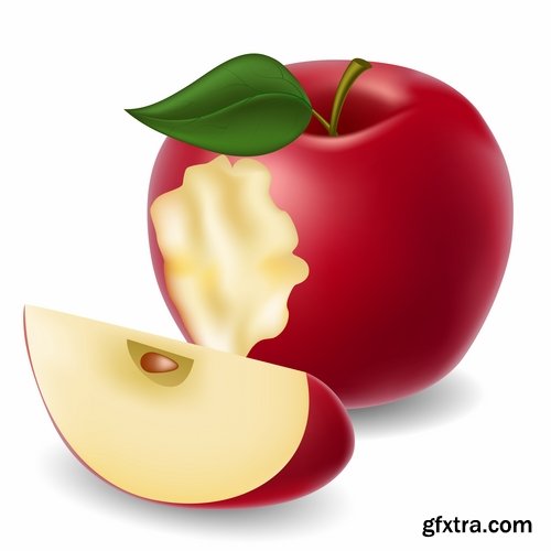 Collection bitten apple trace of teeth fruit vector image 25 EPS