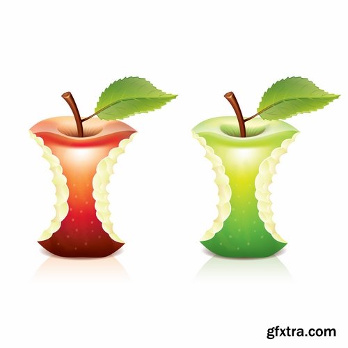 Collection bitten apple trace of teeth fruit vector image 25 EPS