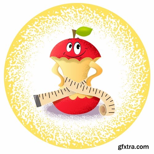 Collection bitten apple trace of teeth fruit vector image 25 EPS