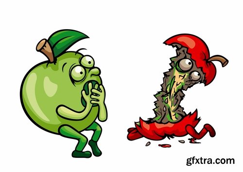 Collection bitten apple trace of teeth fruit vector image 25 EPS