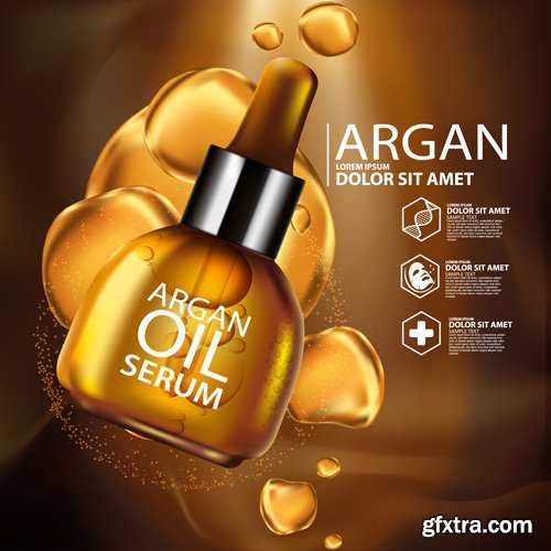 Argan oil serum, cosmetics concept template