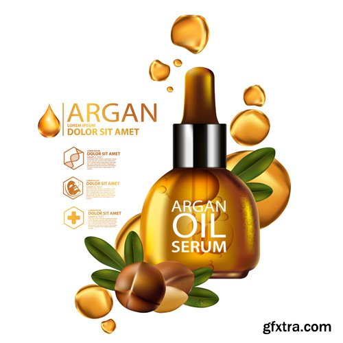 Argan oil serum, cosmetics concept template