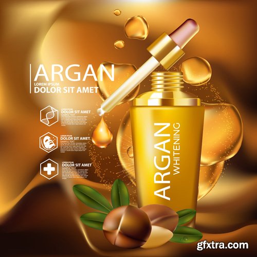 Argan oil serum, cosmetics concept template