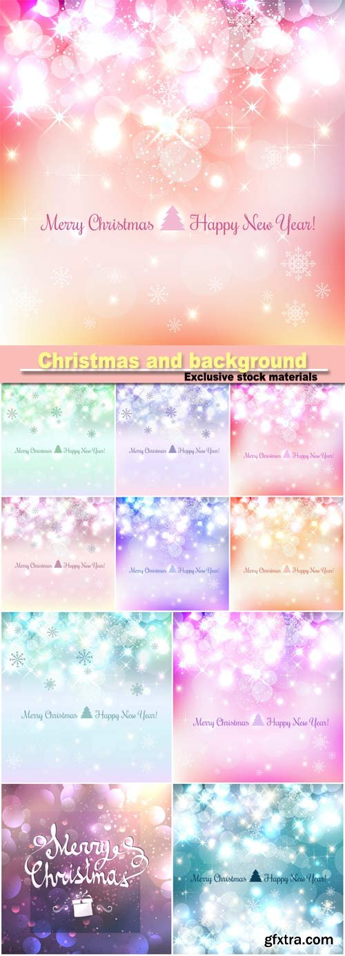 Shiny Christmas and New Year background with snowflakes, light, stars