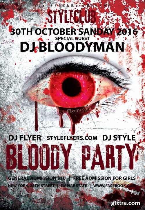 Bloody Party PSD Flyer Template + Facebook Cover