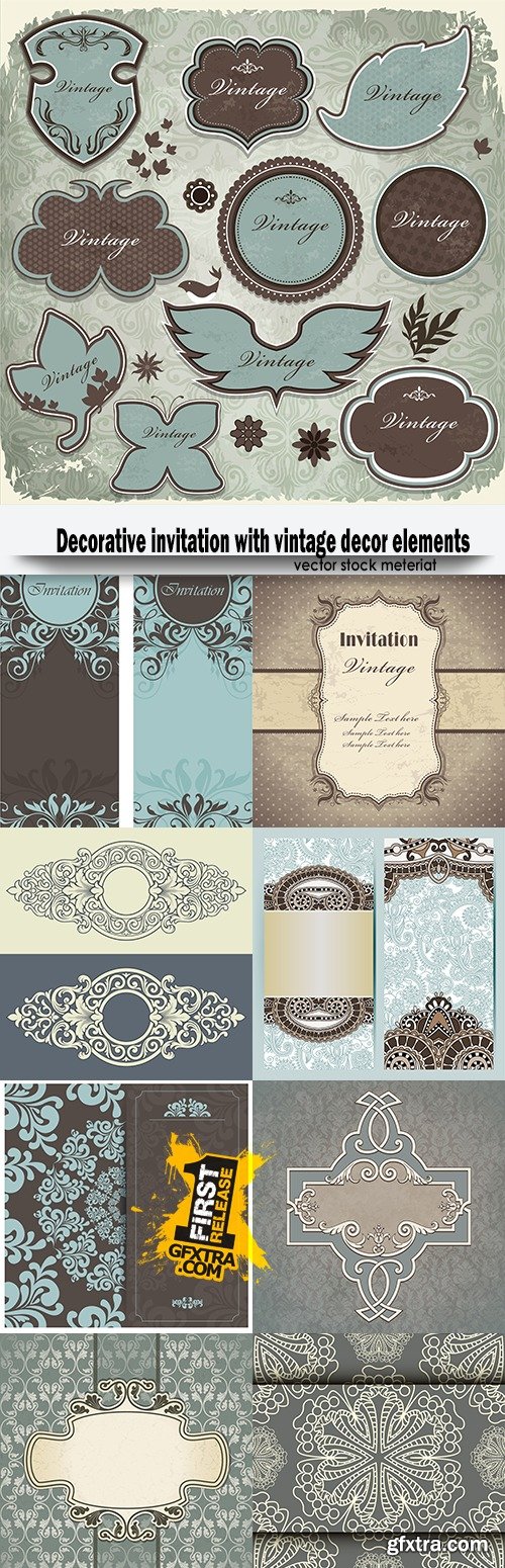 Decorative invitation vintage decor elements