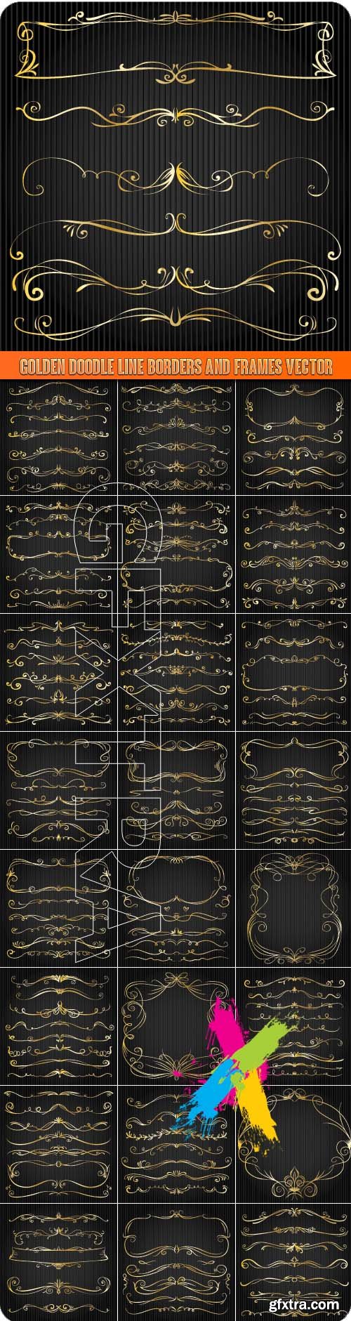 Golden Doodle Line Borders and Frames vector