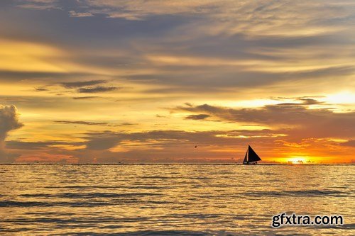 Beautiful Sunset and Sailboat - 12xUHQ JPEG