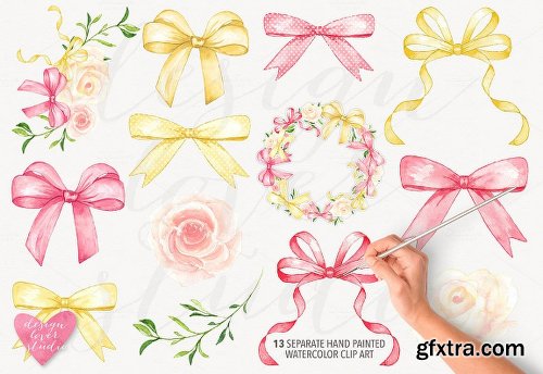 CreativeMarket Watercolor bow collection 742721