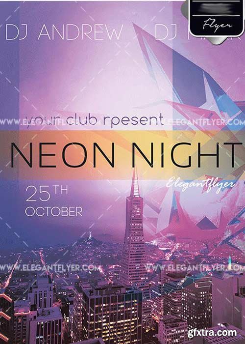 Neon Night V2 PSD Template + Facebook cover