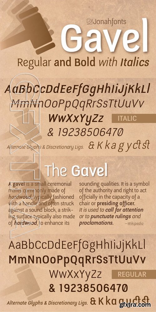 Gavel - 4 fonts: $140.00