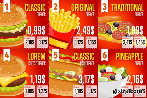 Fast food menu 1 - 6 EPS